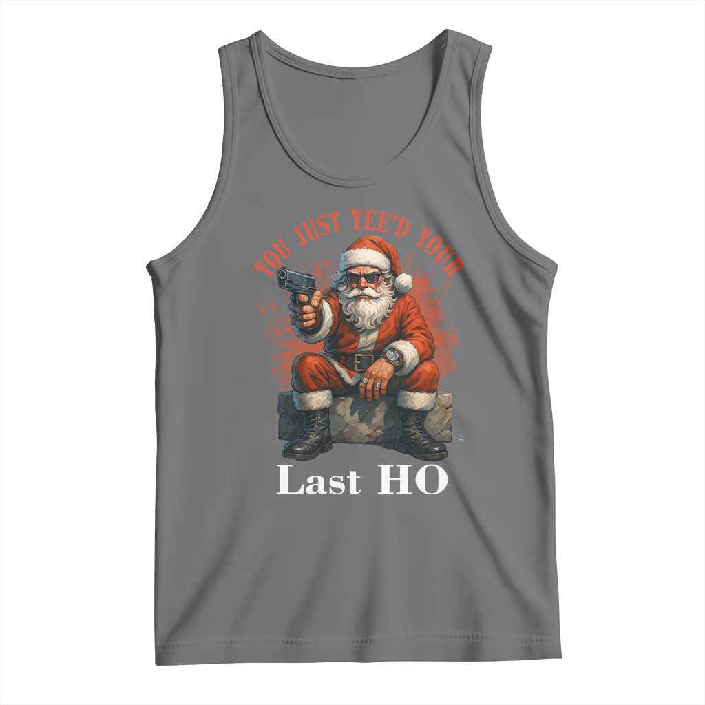 Funny Santa Gun Christmas Tank Top You Just Yeed Your Last Ho TS14 Black Heather Print Your Wear