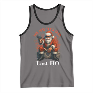 Funny Santa Gun Christmas Tank Top You Just Yeed Your Last Ho TS14 Deep Heather Black Print Your Wear