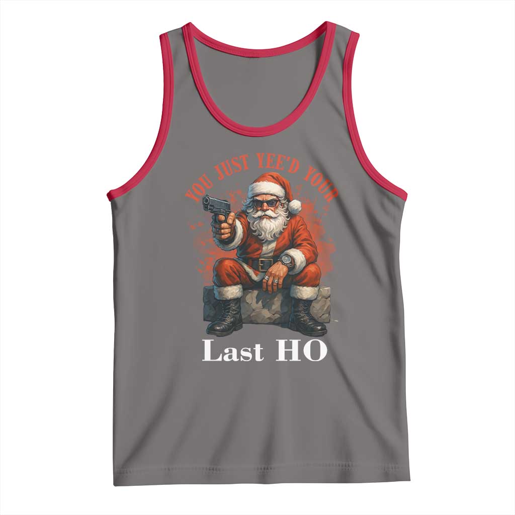 Funny Santa Gun Christmas Tank Top You Just Yeed Your Last Ho TS14 Deep Heather Red Print Your Wear