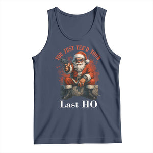 Funny Santa Gun Christmas Tank Top You Just Yeed Your Last Ho TS14 Navy Print Your Wear