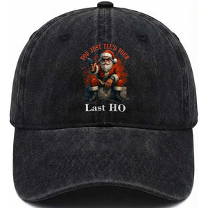 Funny Santa Gun Christmas Washed Cotton Baseball Cap You Just Yeed Your Last Ho TS14 Washed Cap Universal Fit Black Print Your Wear