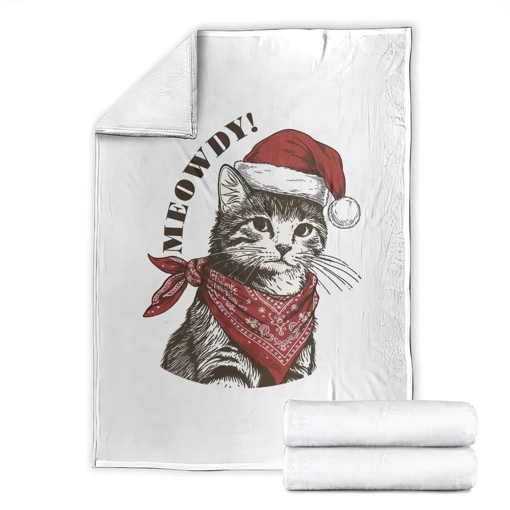 Cowboy Cat Christmas Throw Blanket Meowdy Western Rodeo TS14 White Print Your Wear