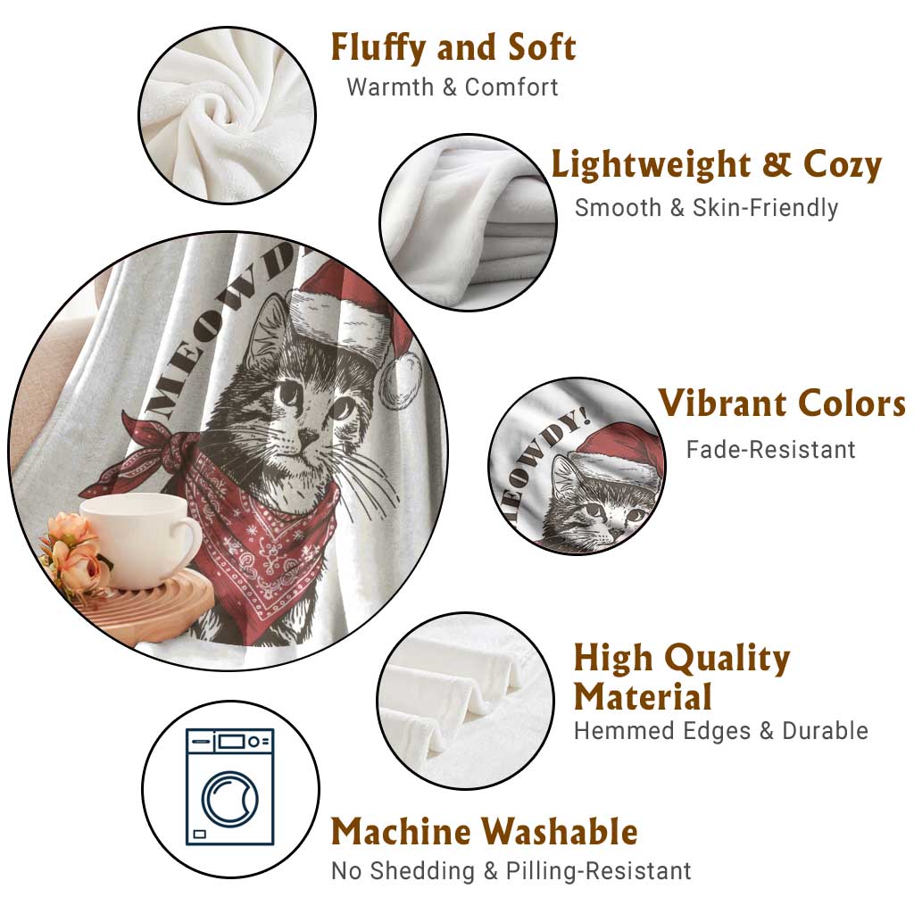 Cowboy Cat Christmas Throw Blanket Meowdy Western Rodeo TS14 Print Your Wear