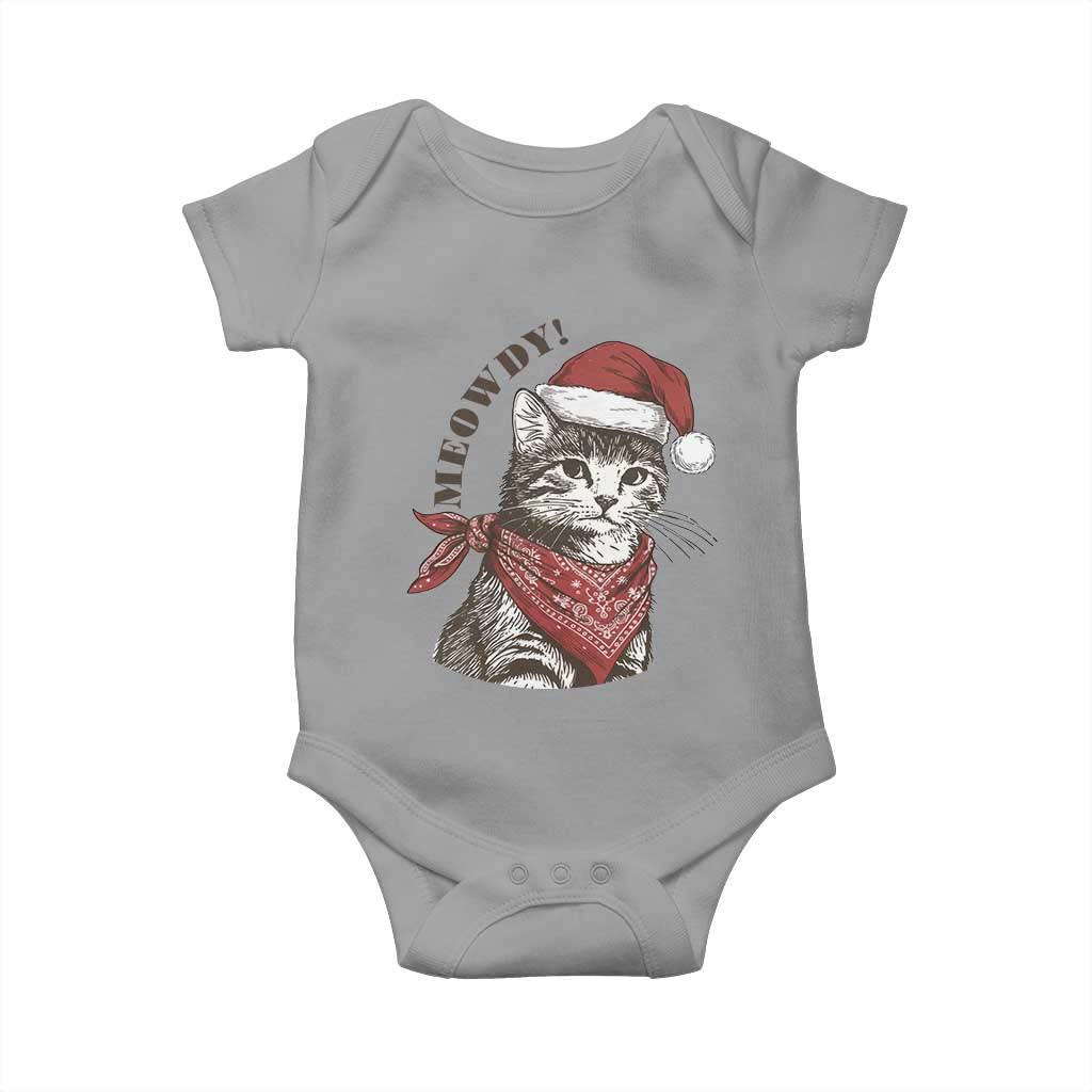 Cowboy Cat Christmas Baby Onesie Meowdy Western Rodeo TS14 Sport Gray Print Your Wear