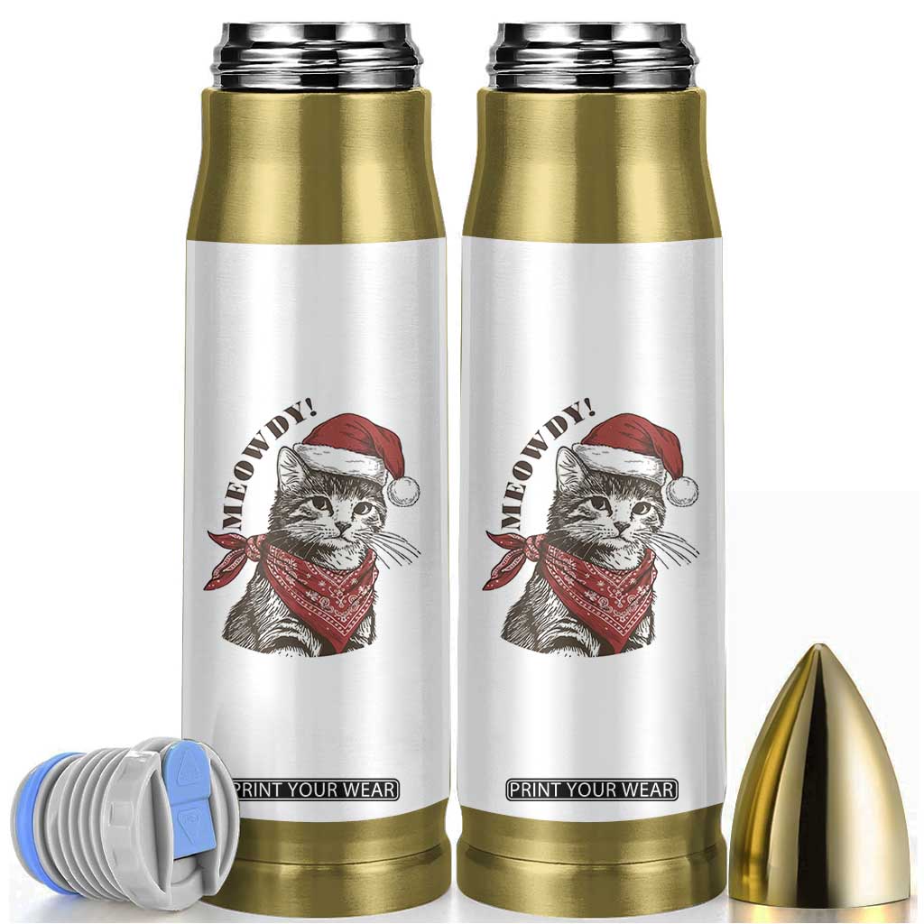 Cowboy Cat Christmas Bullet Tumbler Meowdy Western Rodeo TS14 White Print Your Wear