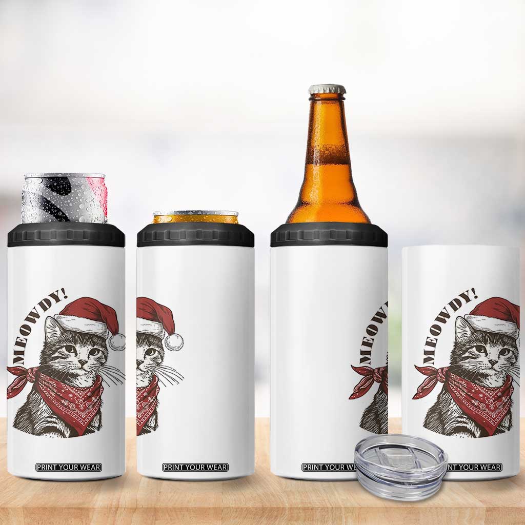 Cowboy Cat Christmas 4 in 1 Can Cooler Tumbler Meowdy Western Rodeo TS14 Print Your Wear