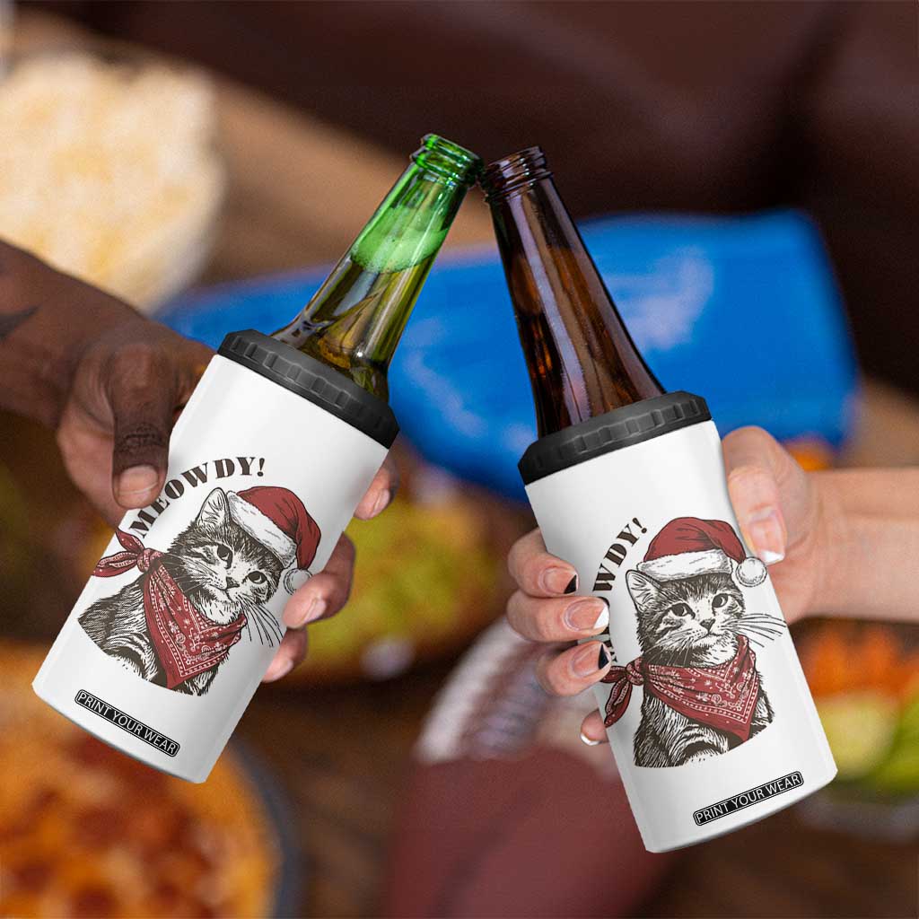 Cowboy Cat Christmas 4 in 1 Can Cooler Tumbler Meowdy Western Rodeo TS14 Print Your Wear