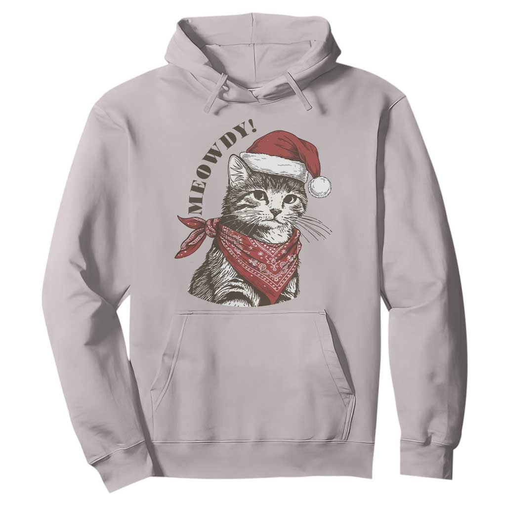 Cowboy Cat Christmas Hoodie Meowdy Western Rodeo TS14 Ice Gray Print Your Wear