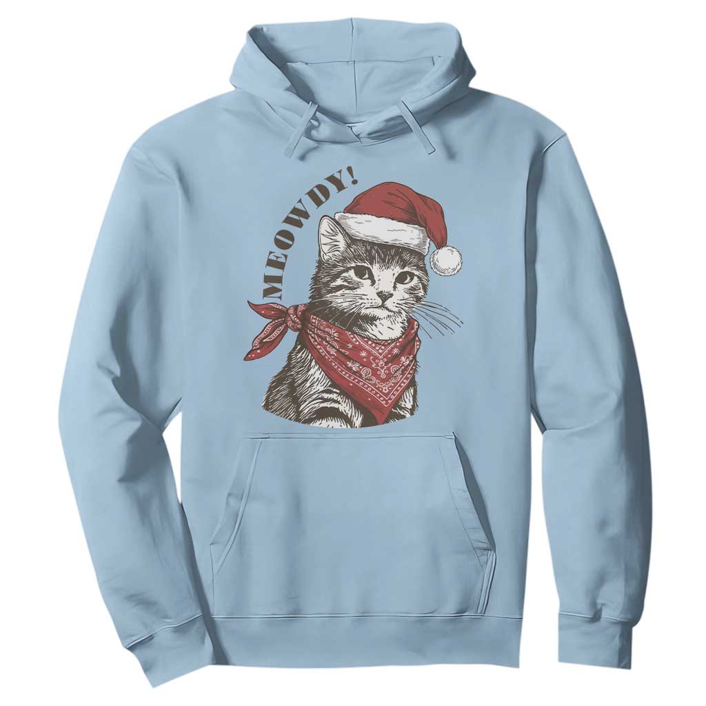 Cowboy Cat Christmas Hoodie Meowdy Western Rodeo TS14 Light Blue Print Your Wear