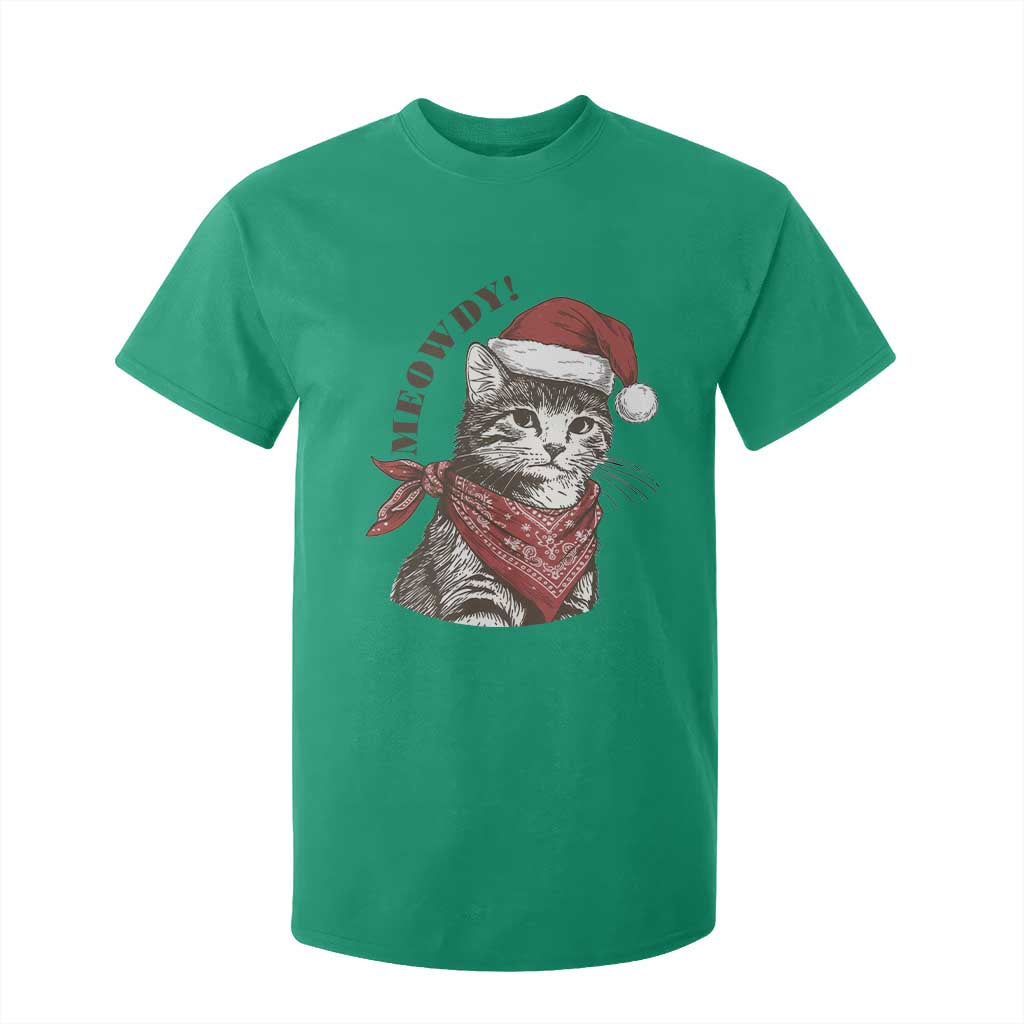 Cowboy Cat Christmas T Shirt For Kid Meowdy Western Rodeo TS14 Irish Green Print Your Wear