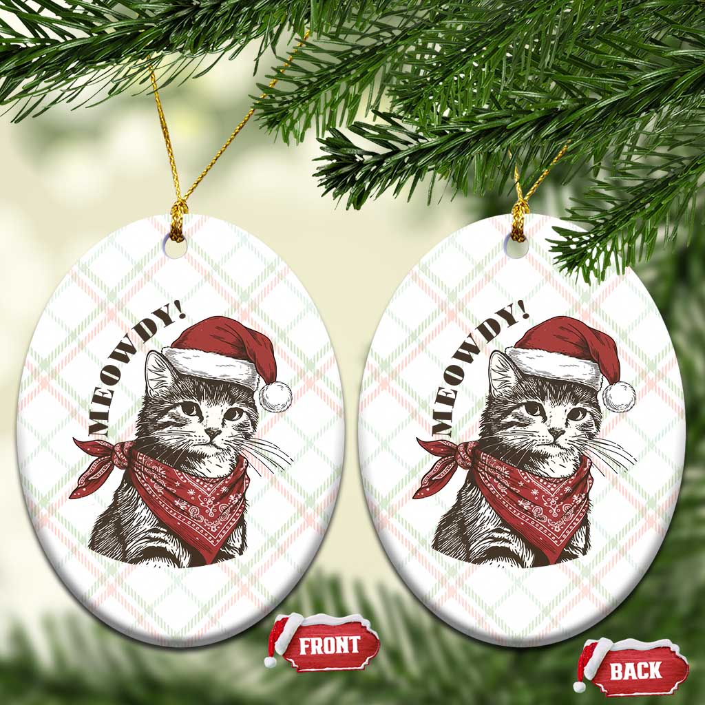 Cowboy Cat Christmas Ceramic Ornament Meowdy Western Rodeo TS14 Print Your Wear