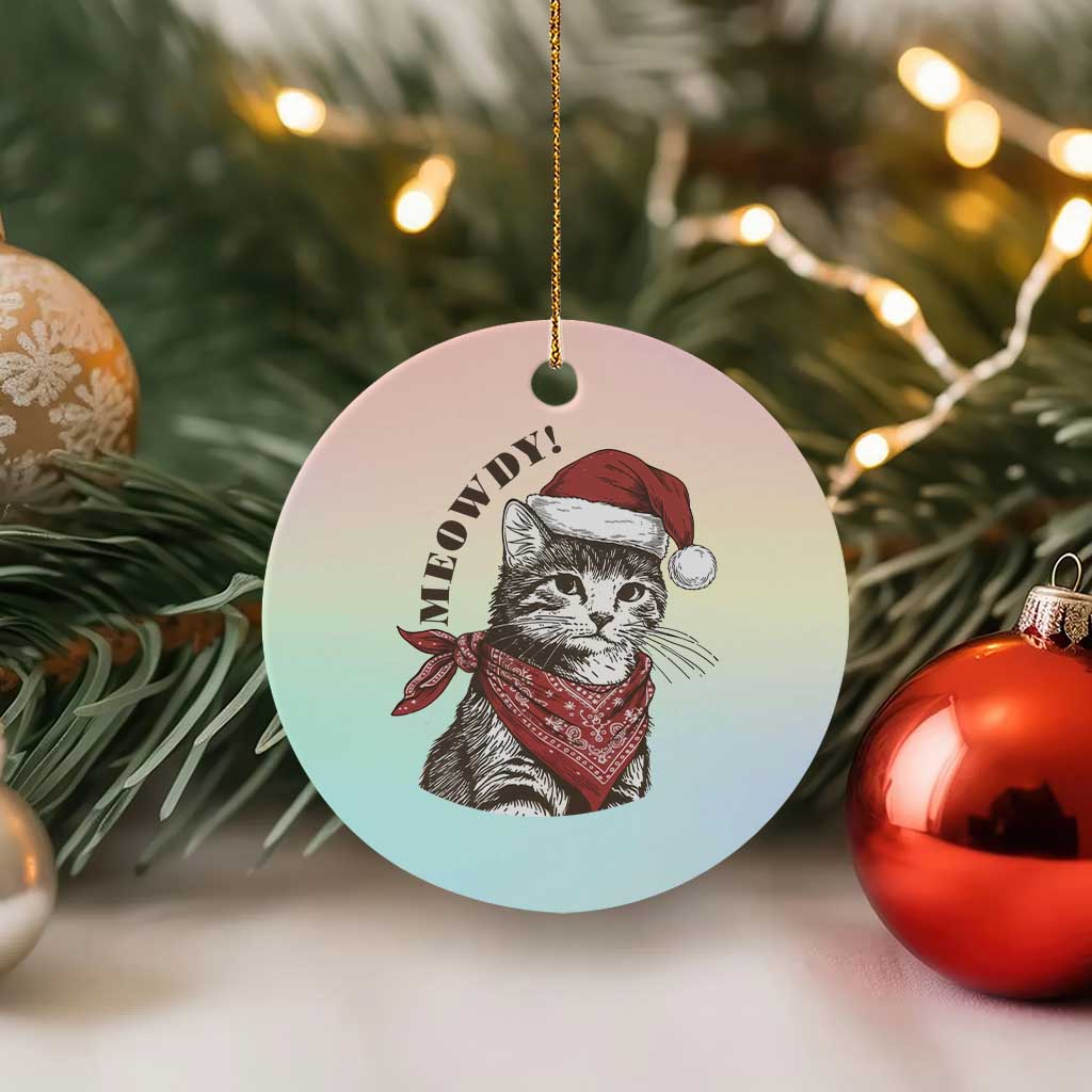 Cowboy Cat Christmas Ceramic Ornament Meowdy Western Rodeo TS14 1pc Pastel Print Your Wear
