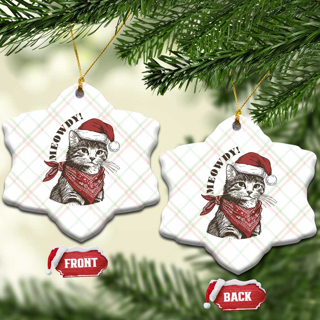 Cowboy Cat Christmas Ceramic Ornament Meowdy Western Rodeo TS14 Print Your Wear