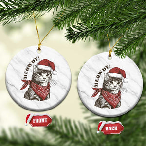 Cowboy Cat Christmas Ceramic Ornament Meowdy Western Rodeo TS14 1pc White Marble Print Your Wear