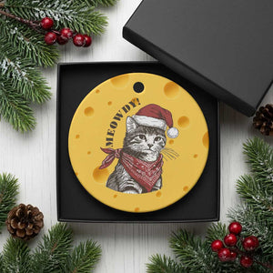 Cowboy Cat Christmas Ceramic Ornament Meowdy Western Rodeo TS14 1pc Yellow Cheese Print Your Wear