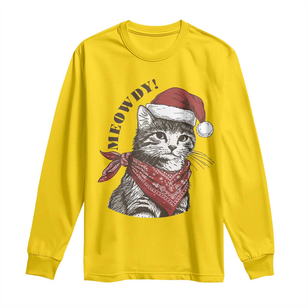 Cowboy Cat Christmas Long Sleeve Shirt Meowdy Western Rodeo TS14 Daisy Print Your Wear