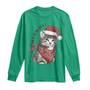 Cowboy Cat Christmas Long Sleeve Shirt Meowdy Western Rodeo TS14 Irish Green Print Your Wear