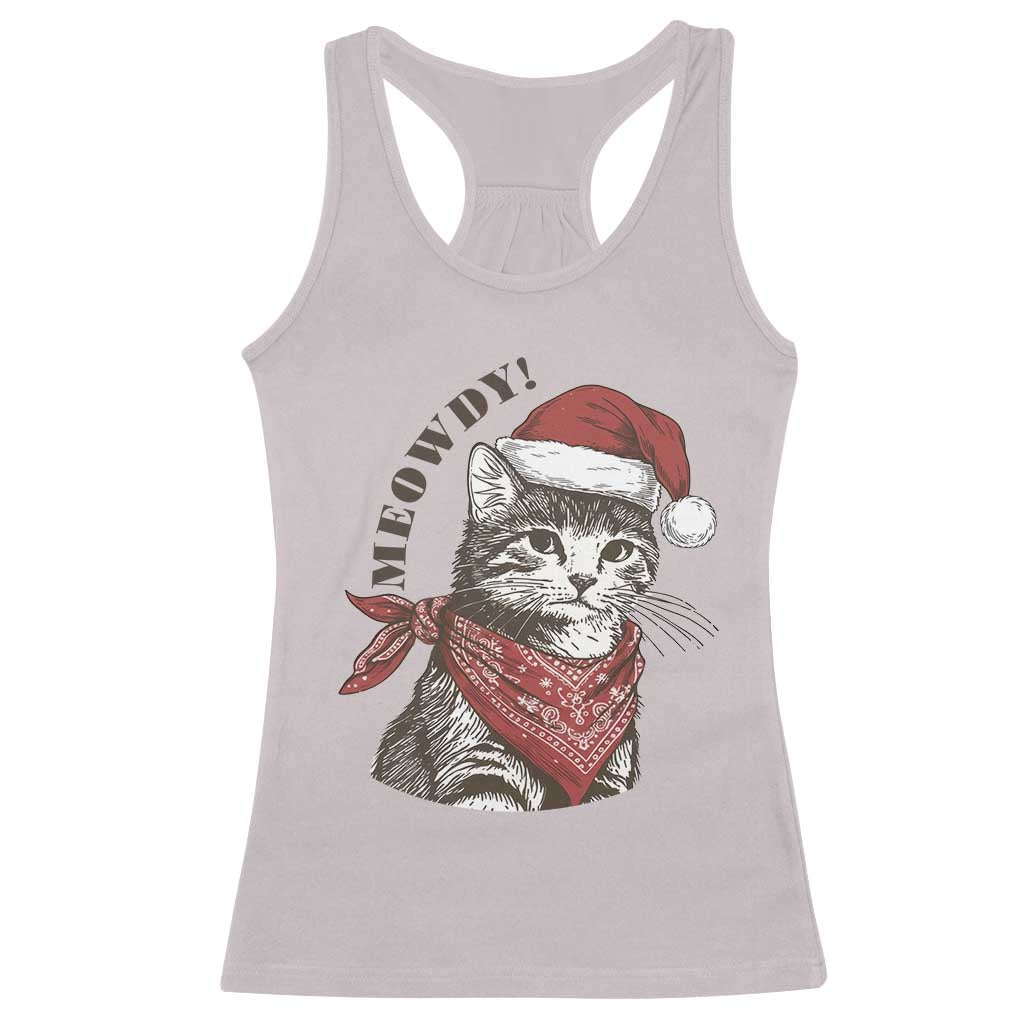 Cowboy Cat Christmas Racerback Tank Top Meowdy Western Rodeo TS14 Ice Gray Print Your Wear