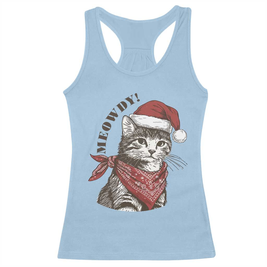 Cowboy Cat Christmas Racerback Tank Top Meowdy Western Rodeo TS14 Light Blue Print Your Wear