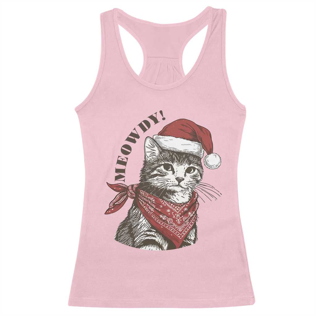 Cowboy Cat Christmas Racerback Tank Top Meowdy Western Rodeo TS14 Light Pink Print Your Wear