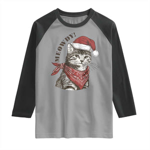 Cowboy Cat Christmas Raglan Shirt Meowdy Western Rodeo TS14 Sport Gray Black Print Your Wear