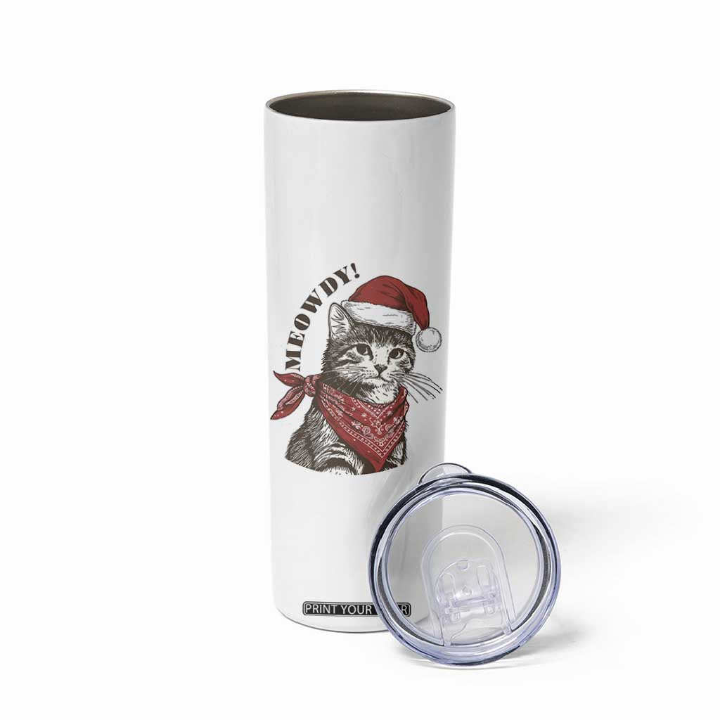 Cowboy Cat Christmas Skinny Tumbler Meowdy Western Rodeo TS14 Print Your Wear