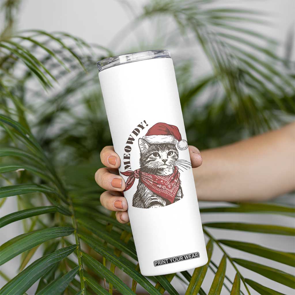 Cowboy Cat Christmas Skinny Tumbler Meowdy Western Rodeo TS14 Print Your Wear