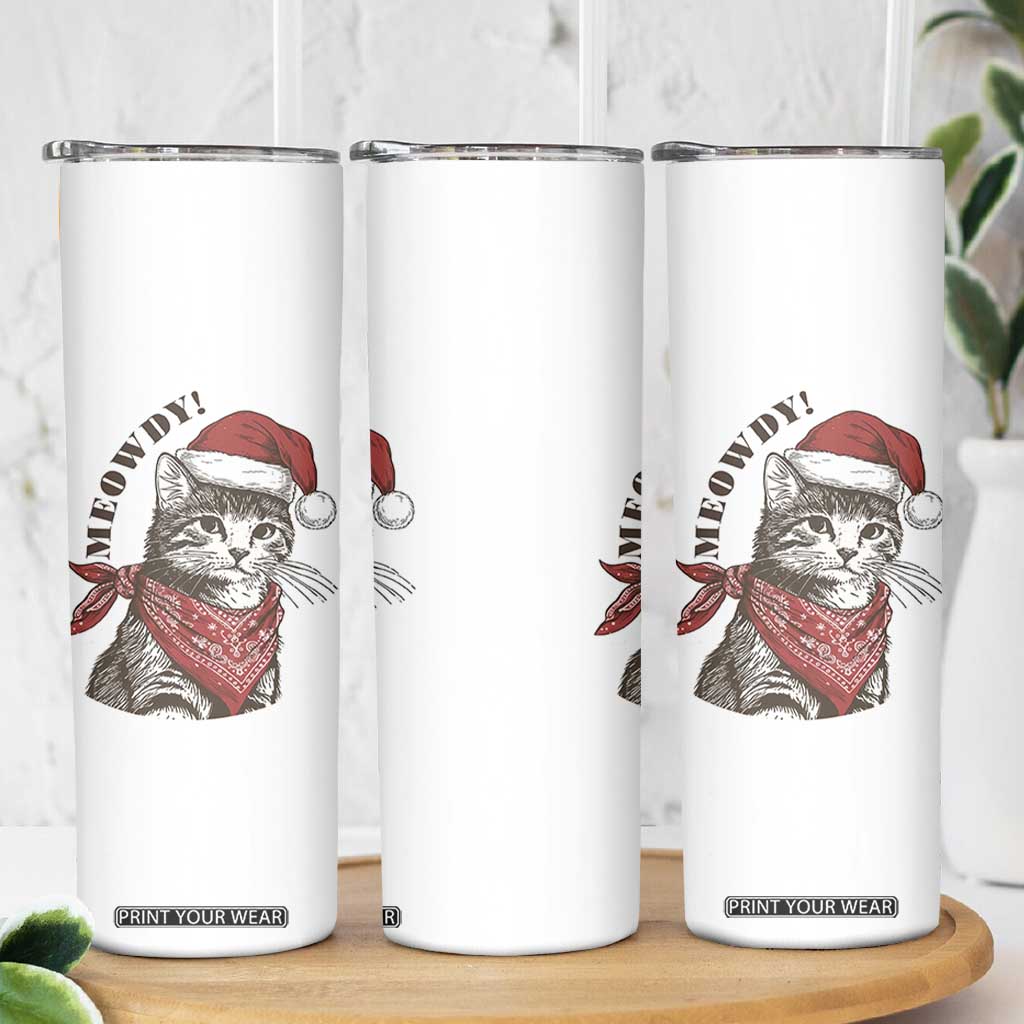 Cowboy Cat Christmas Skinny Tumbler Meowdy Western Rodeo TS14 Print Your Wear