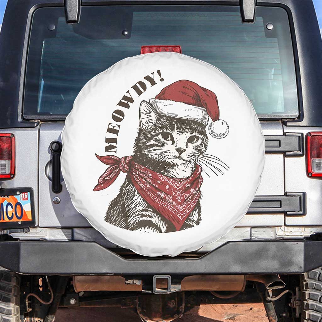 Cowboy Cat Christmas Spare Tire Cover Meowdy Western Rodeo TS14 No hole White Print Your Wear