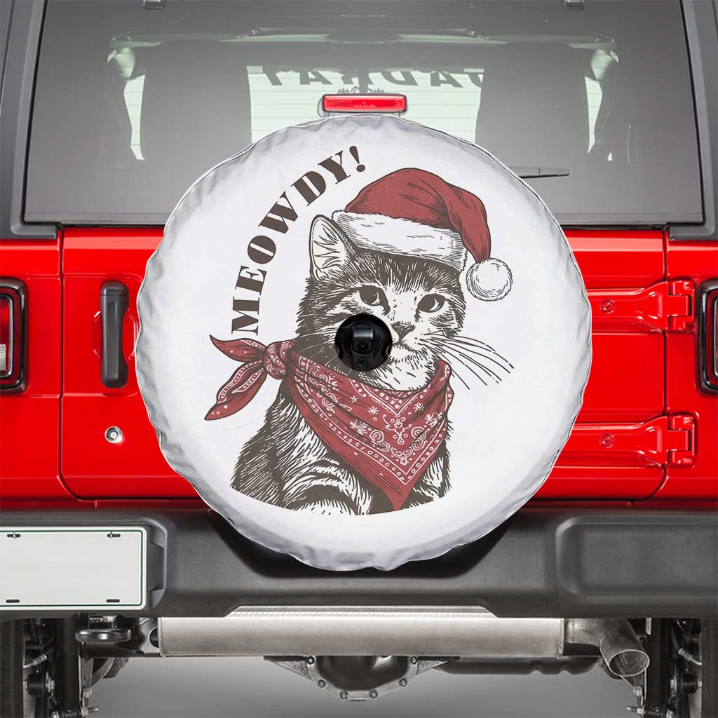 Cowboy Cat Christmas Spare Tire Cover Meowdy Western Rodeo TS14 White Print Your Wear