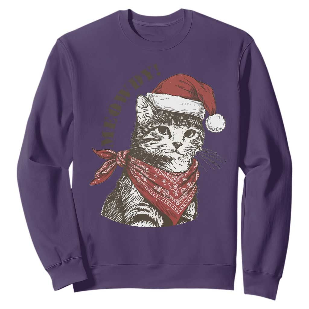 Cowboy Cat Christmas Sweatshirt Meowdy Western Rodeo TS14 Purple Print Your Wear