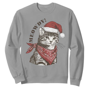 Cowboy Cat Christmas Sweatshirt Meowdy Western Rodeo TS14 Sport Gray Print Your Wear