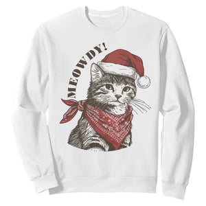Cowboy Cat Christmas Sweatshirt Meowdy Western Rodeo TS14 White Print Your Wear