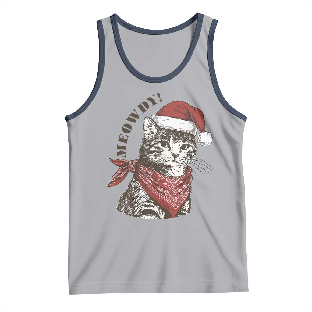 Cowboy Cat Christmas Tank Top Meowdy Western Rodeo TS14 Athletic Heather Navy Print Your Wear