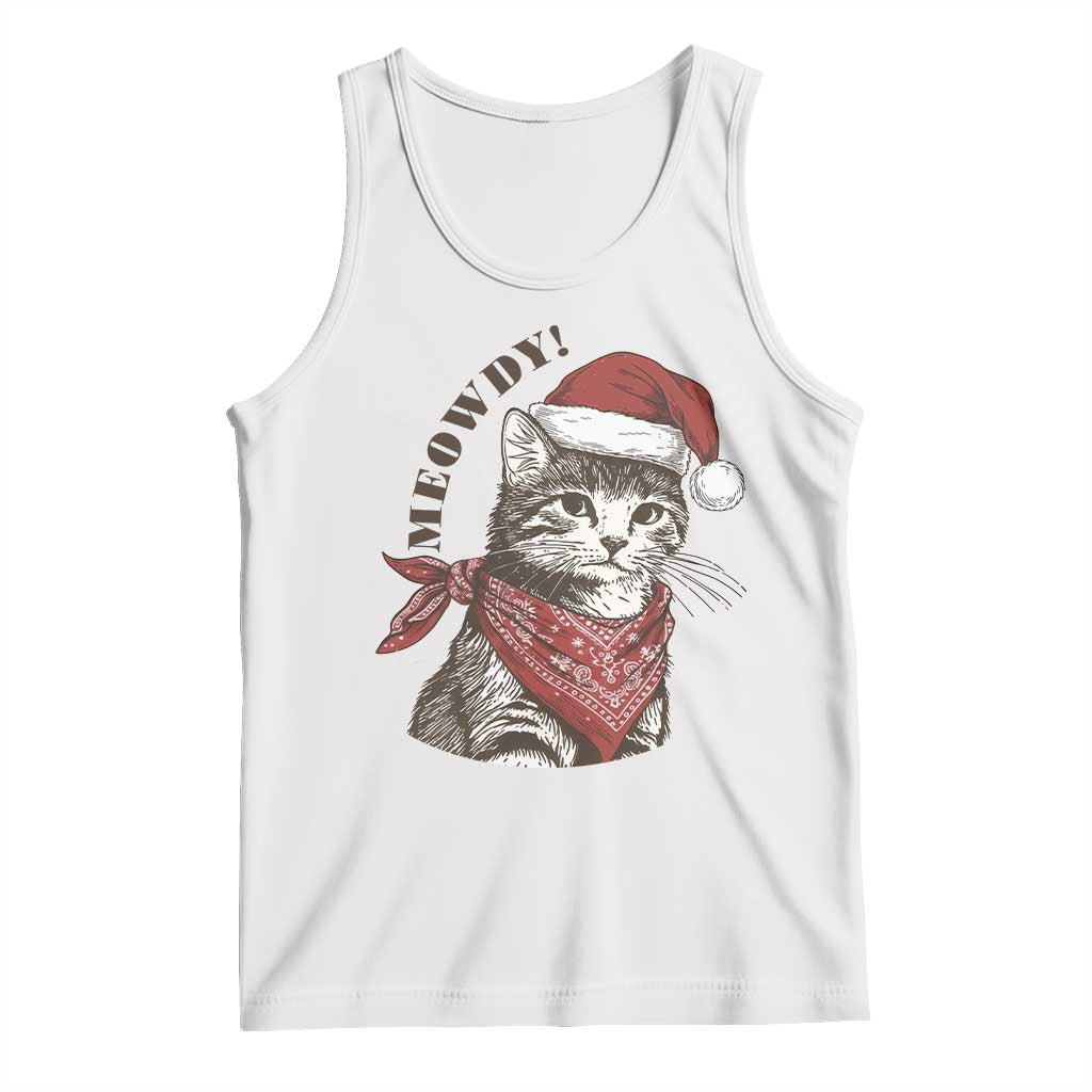Cowboy Cat Christmas Tank Top Meowdy Western Rodeo TS14 White Print Your Wear