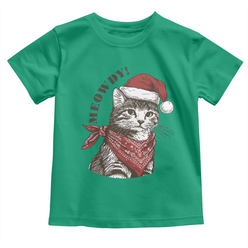 Cowboy Cat Christmas Toddler T Shirt Meowdy Western Rodeo TS14 Irish Green Print Your Wear