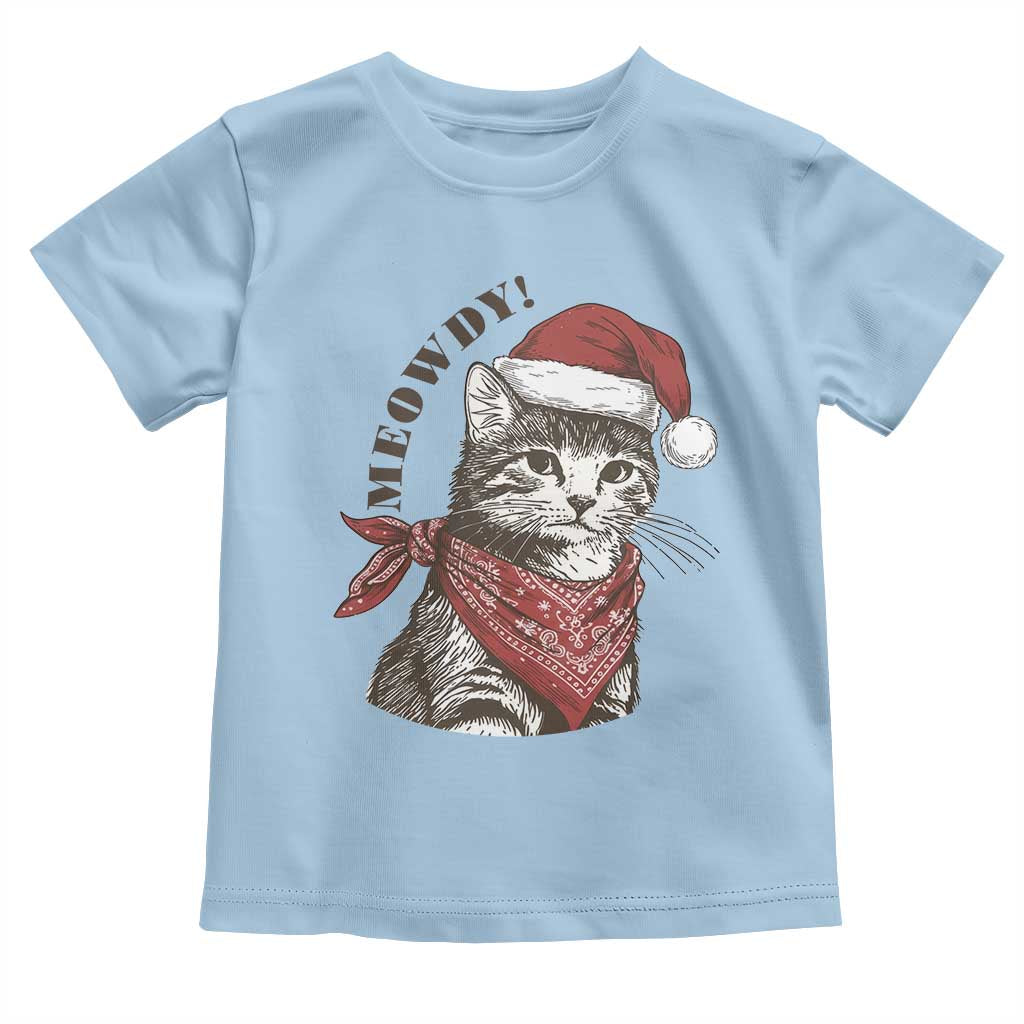 Cowboy Cat Christmas Toddler T Shirt Meowdy Western Rodeo TS14 Light Blue Print Your Wear