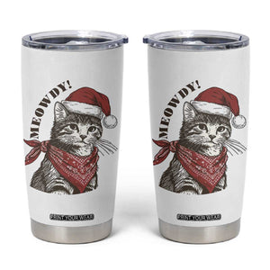 Cowboy Cat Christmas Tumbler Cup Meowdy Western Rodeo TS14 White Print Your Wear