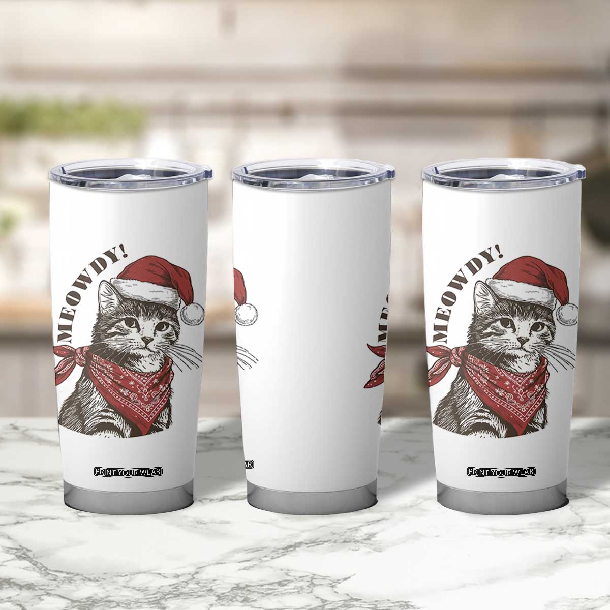 Cowboy Cat Christmas Tumbler Cup Meowdy Western Rodeo TS14 Print Your Wear