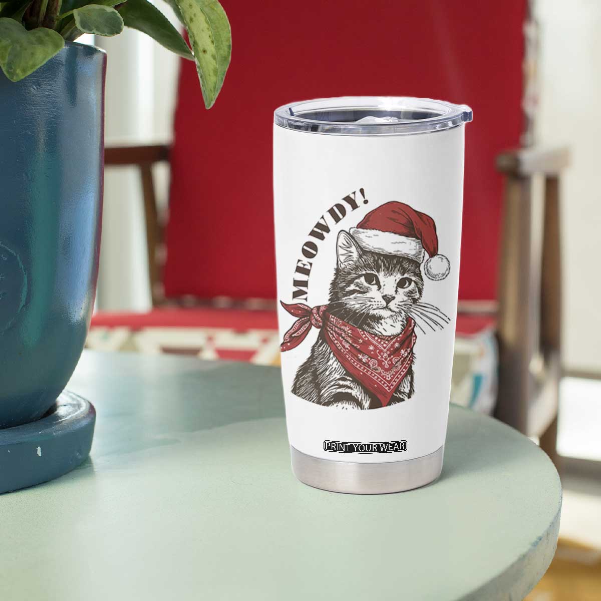 Cowboy Cat Christmas Tumbler Cup Meowdy Western Rodeo TS14 Print Your Wear
