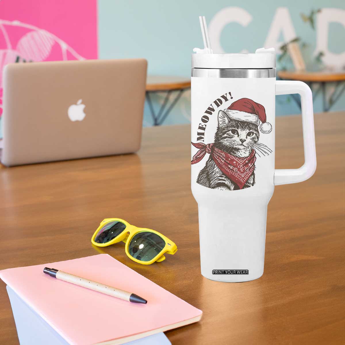 Cowboy Cat Christmas Tumbler With Handle Meowdy Western Rodeo TS14 Print Your Wear