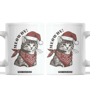 Cowboy Cat Christmas Coffee Mug Meowdy Western Rodeo TS14 White Print Your Wear