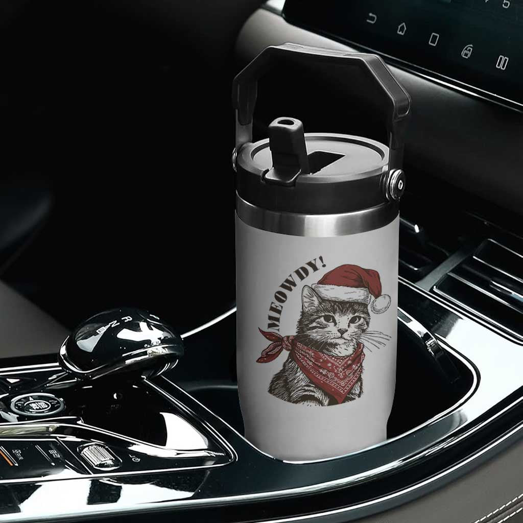 Cowboy Cat Christmas Flip Straw Tumbler Meowdy Western Rodeo TS14 Print Your Wear
