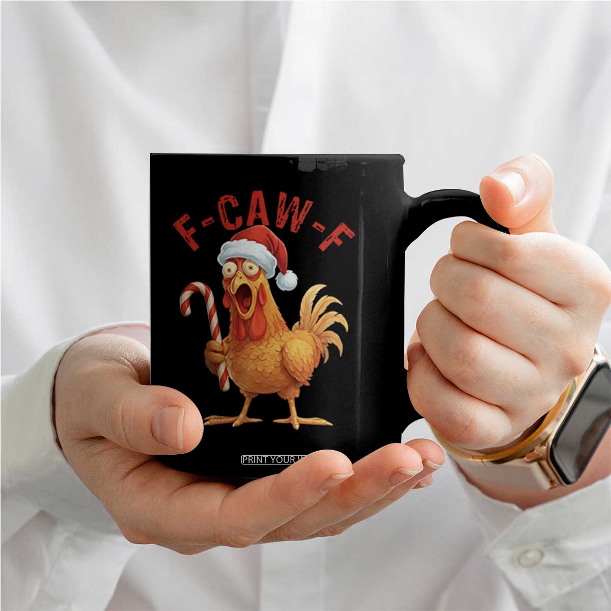 Christmas F Caw F Coffee Mug Funny Chicken Meme TS14 Print Your Wear