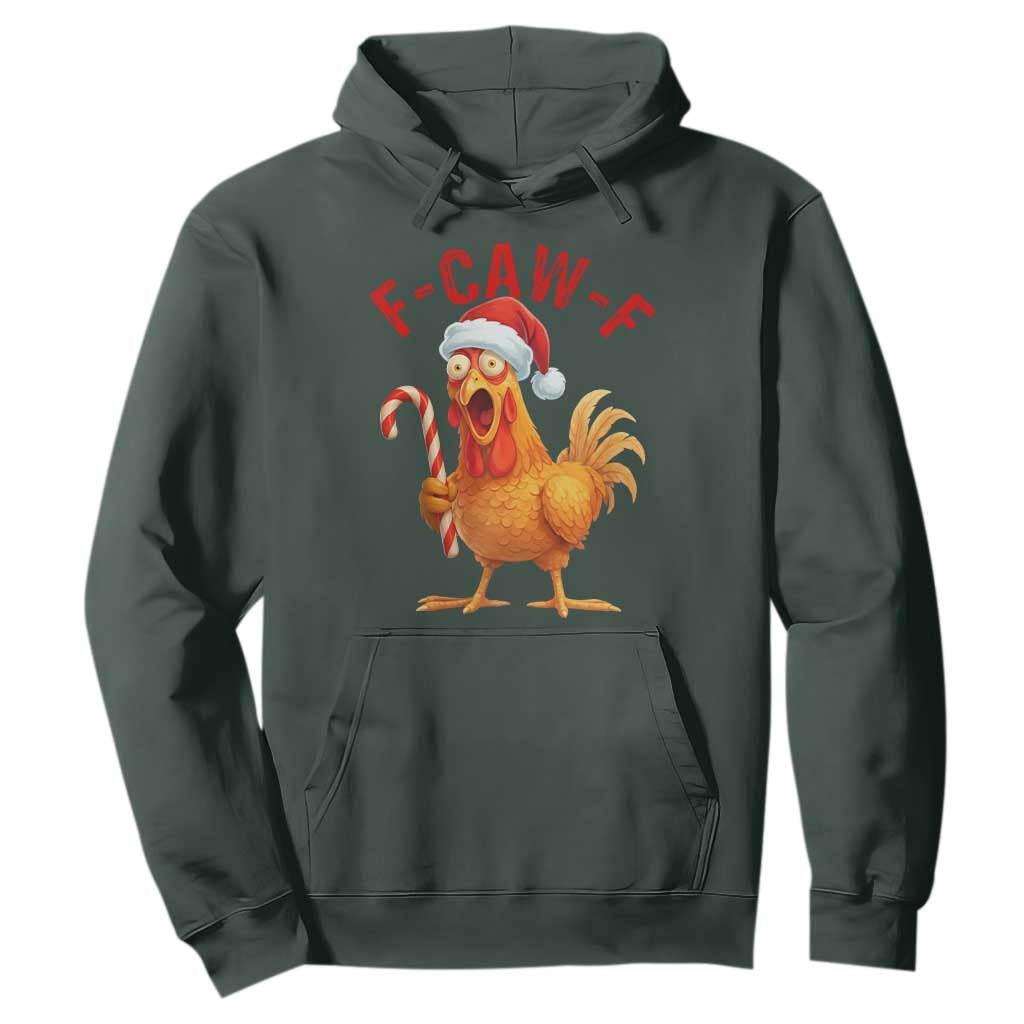 Christmas F Caw F Hoodie Funny Chicken Meme TS14 Dark Forest Green Print Your Wear