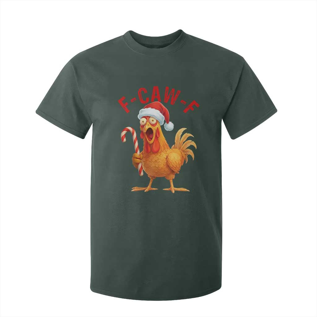 Christmas F Caw F T Shirt For Kid Funny Chicken Meme TS14 Dark Forest Green Print Your Wear