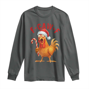 Christmas F Caw F Long Sleeve Shirt Funny Chicken Meme TS14 Dark Heather Print Your Wear