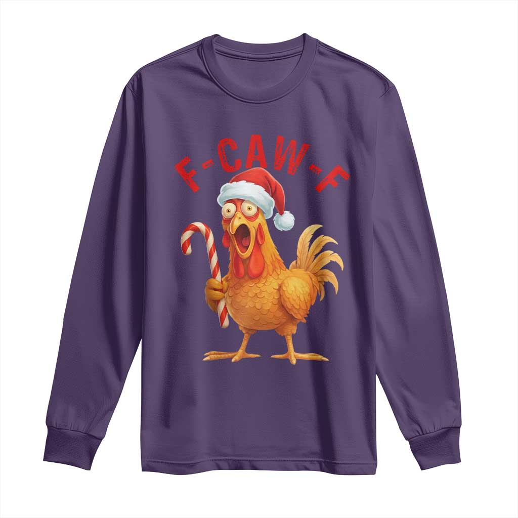 Christmas F Caw F Long Sleeve Shirt Funny Chicken Meme TS14 Purple Print Your Wear