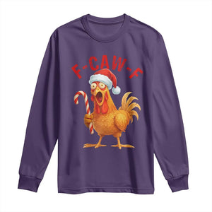 Christmas F Caw F Long Sleeve Shirt Funny Chicken Meme TS14 Purple Print Your Wear
