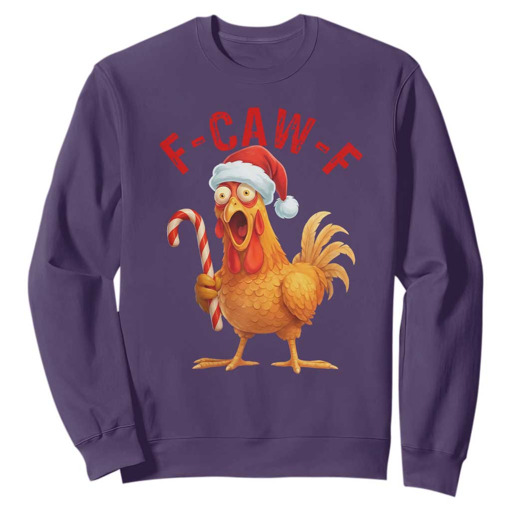 Christmas F Caw F Sweatshirt Funny Chicken Meme TS14 Purple Print Your Wear